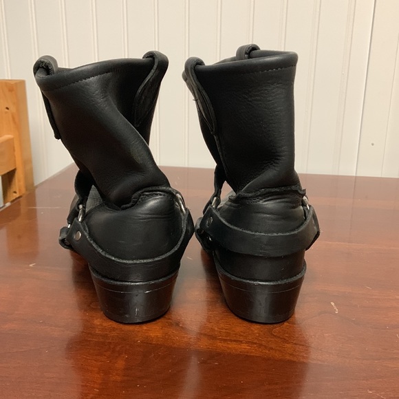 Black Leather Biker Boots - Picture 4 of 7